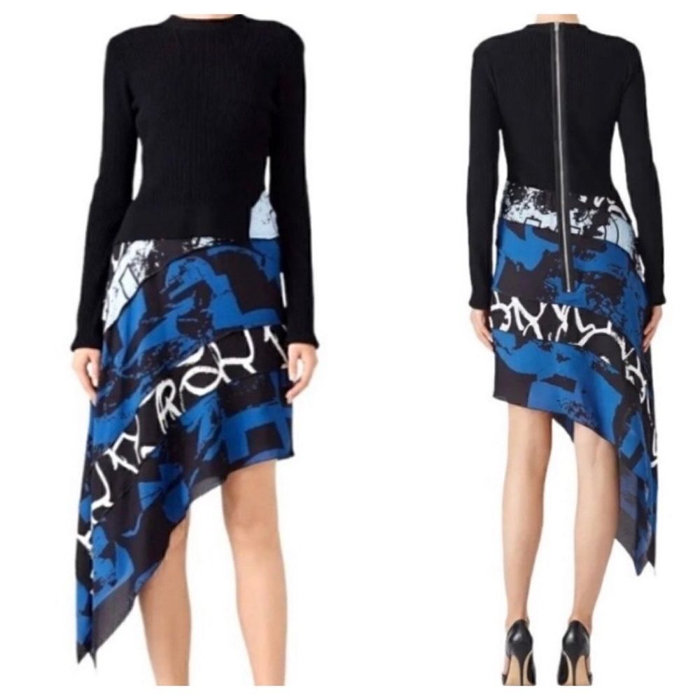 Proenza Schouler Indigo Georgette Asymmetric DressβSizeβ2.